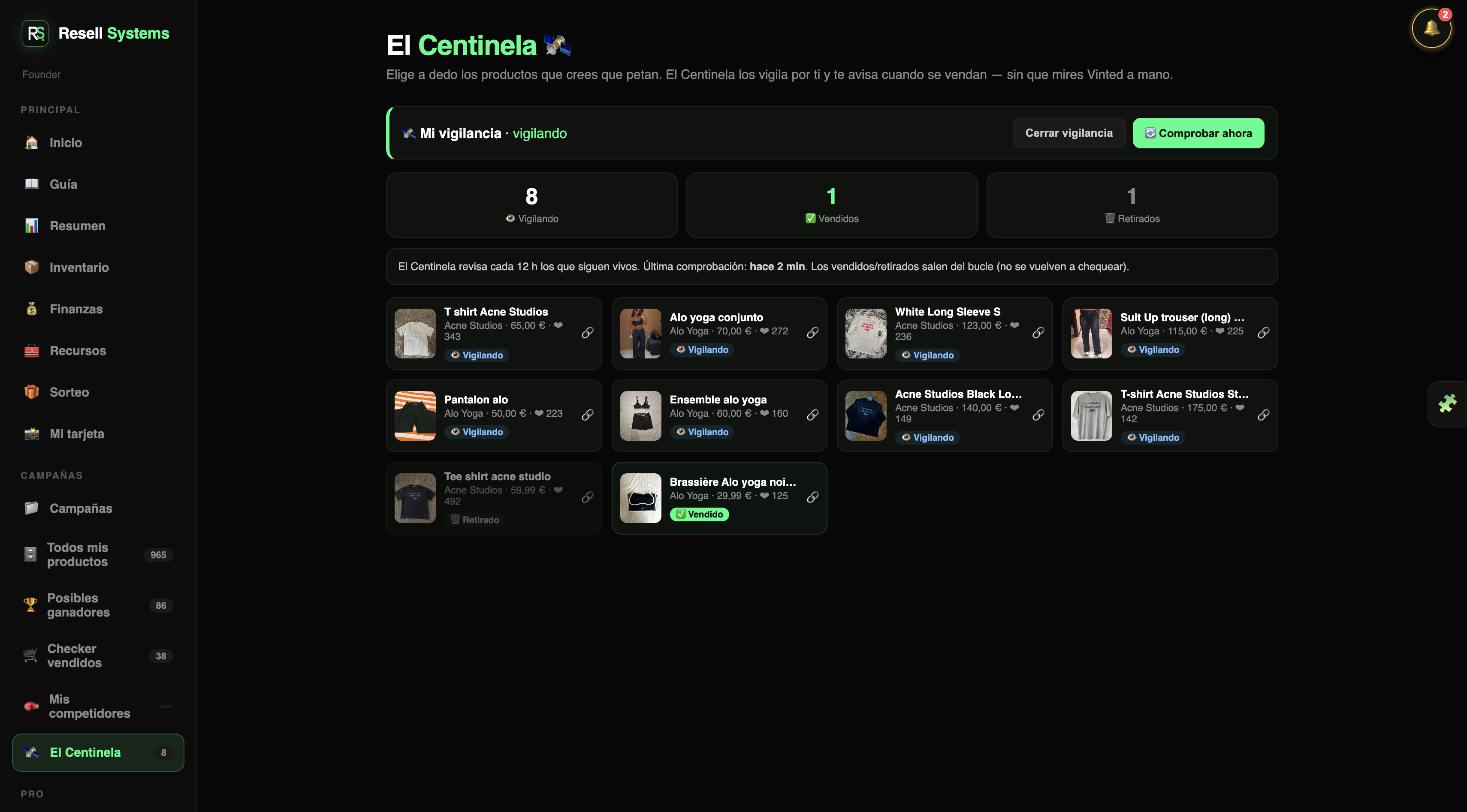El Centinela vigila tus productos y avisa al venderse
