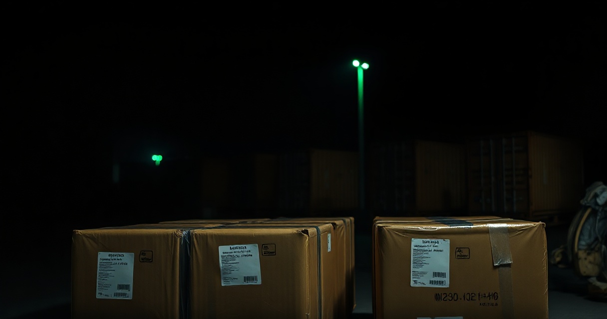 Cajas con documentación de aduanas en un almacén de carga aérea